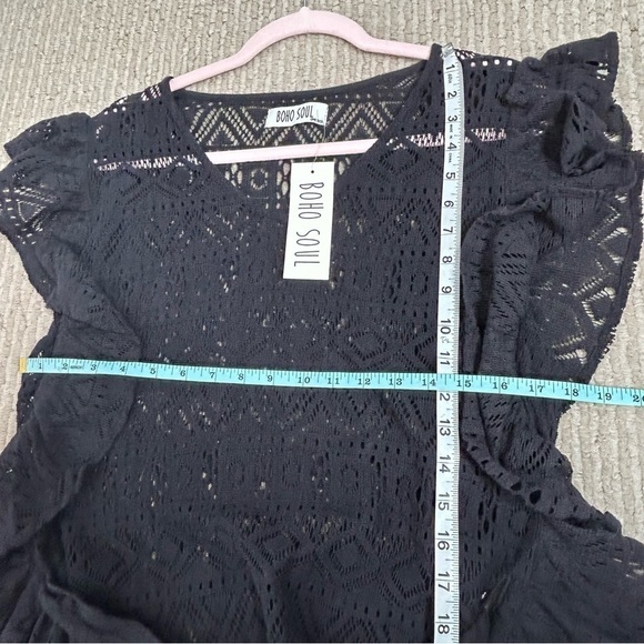 Boho Soul Black Lace Ruffle Waist Tie Coverup, NWT - Picture 14 of 15